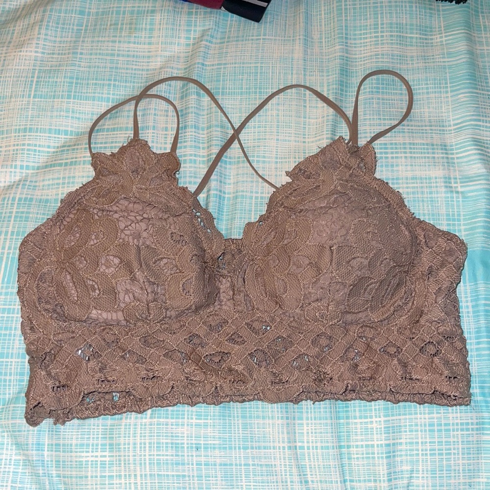 Wishlist, Size Large Brownish, Taupe, Tan lace, removable pad bralette.